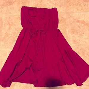 Red strapless summer dress